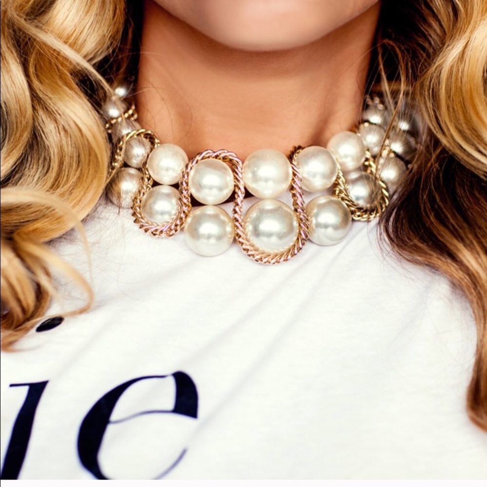 Pearl & Gold Swirl Necklace #1020